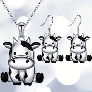 Cute Cow Earring and Necklace Set